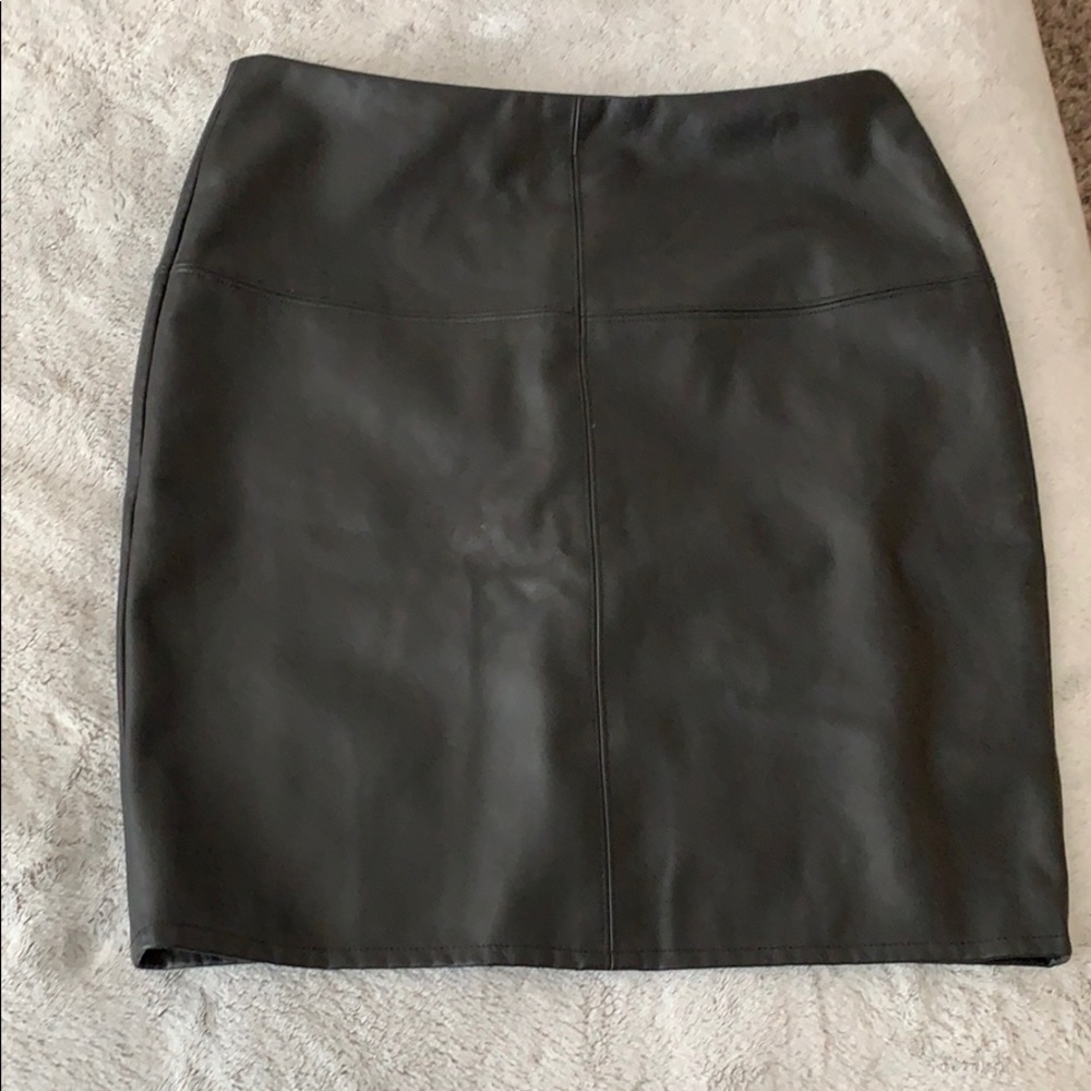 Black leather mini skirt